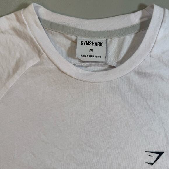 NWOT Gymshark White Raglan Sleeve Baseball T-Shirt Size M Logo Tee Athletic Fit - Picture 3 of 8